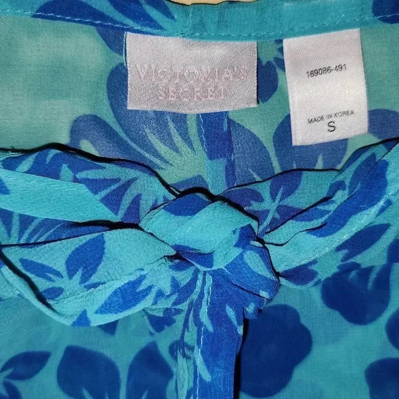 Vintage VS Victoria's Secret Tropical Tie Waist Mesh Swim Cover-up Pants S M - Picture 3 of 6